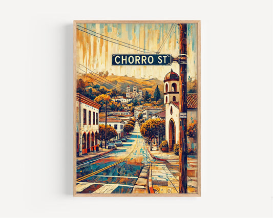 San Luis Obispo Chorro St Wall Art, California Travel Print & Housewarming Gift, San Luis Obispo Street Poster, Cali Home Decor