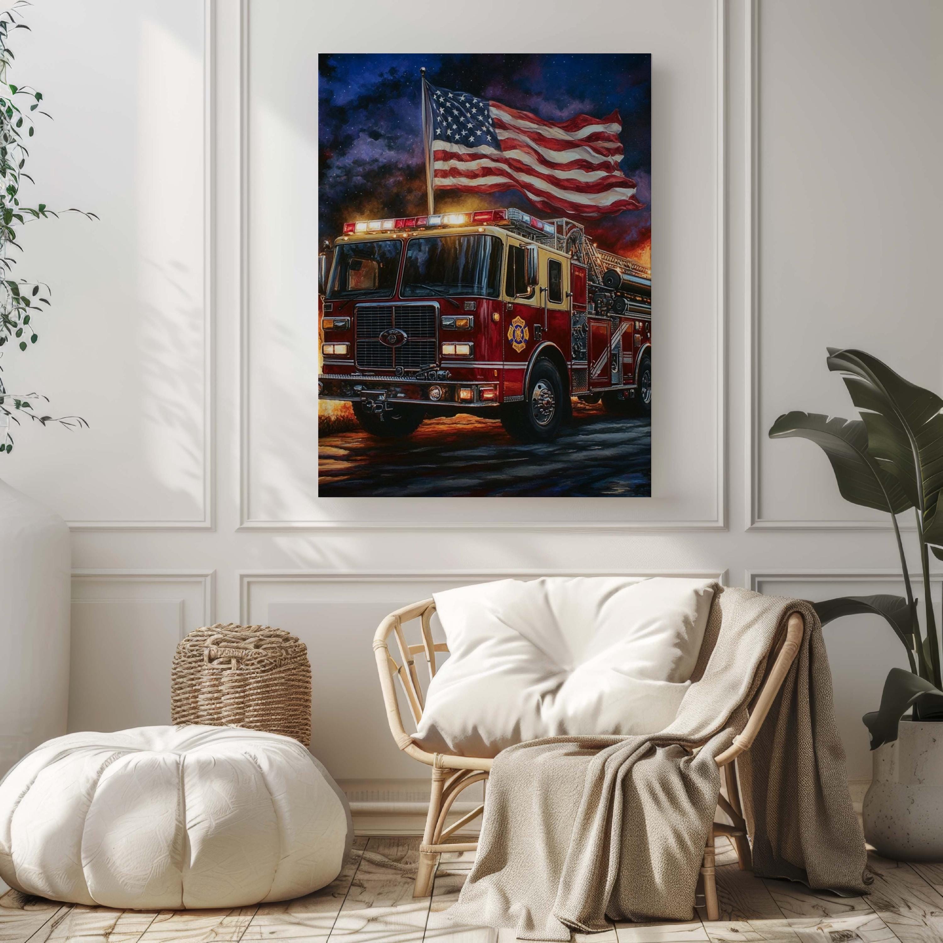 Firetruck Wall Art Patriotic - United States