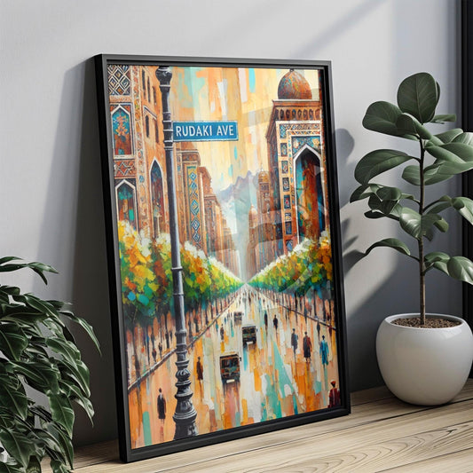 Rudaki Ave Wall Art, Dushanbe Street Sign Print, Tajikistan Travel Souvenir, Cityscape Poster, Urban Landscape Art, Museum-Grade Paper, Gift