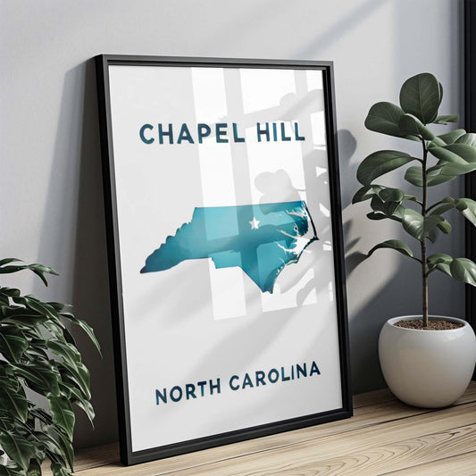 Chapel Hill Print, North Carolina Wall Art Travel Home Decor, College Town Gift, Housewarming & Chapel Hill Map Art Poster