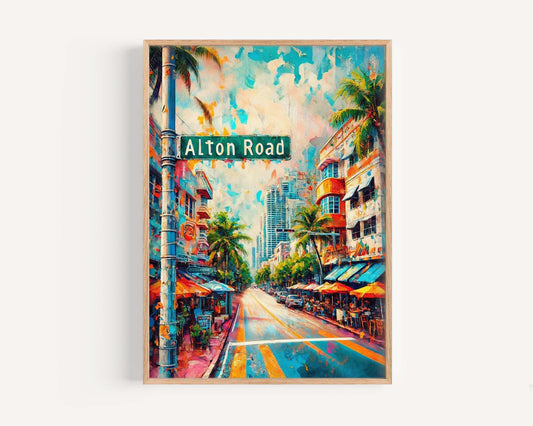 Alton Road Print Miami Beach Wall Art, Florida Travel Poster, Coastal Home Decor, Housewarming Gift, Beach Vacation Artwork