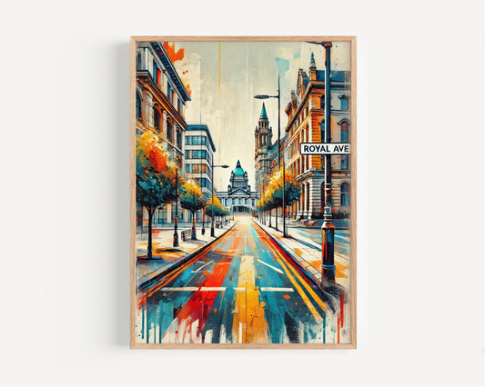 Wall Art Royal Ave Northern Ireland Print - UK Travel Poster & Housewarming Gift, Royal Avenue Art Decor