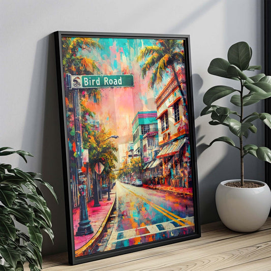 Bird Road Print Miami Artwork, Florida Travel Poster, Colorful Wall Art, Housewarming Gift, FL Travel Print, Vibrant Miami Decor