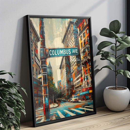 Columbus Avenue Wall Art Print – Manhattan NYC Travel Poster, New York City Gift, Housewarming Decor, Urban Street Map Artwork