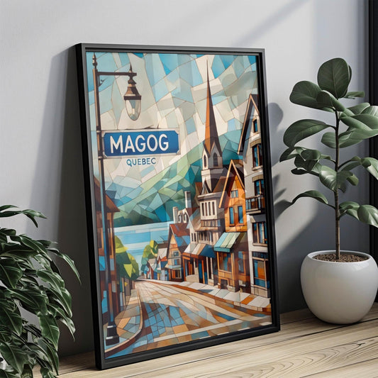 Art Magog Wall Print - Quebec Travel Poster, Canadian Artwork, Home Decor, Housewarming Gift, Canada Map Illustration, Modern Travel Art