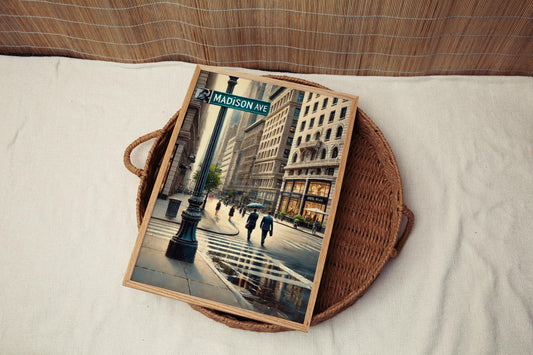 Madison Ave Wall Art Print – Vintage New York City Travel Poster, NYC Gift, Housewarming Decor, US City Map Art, Travel Home Wall Decor