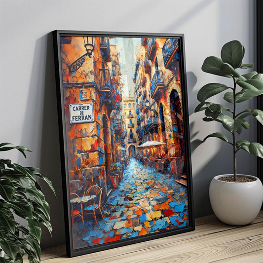 Carrer de Ferran Wall Art, Barcelona Print, Spain Street Sign Decor, Travel Poster, Catalan Cityscape, Gift for Travelers