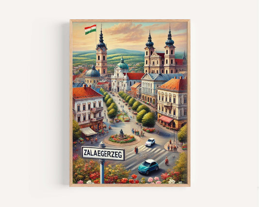 Zalaegerszeg Art - Hungary City Wall Art Print, Travel Poster, Zalaegerszeg Gift, Housewarming Decor, Hungarian Travel Art