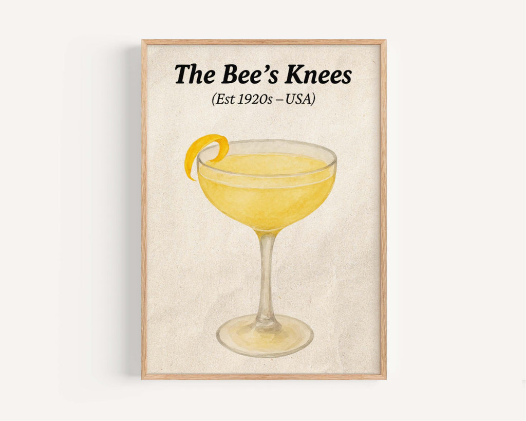 Bees Knees Cocktail Wall Art Vintage