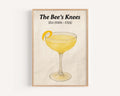 Bees Knees Cocktail Wall Art Vintage