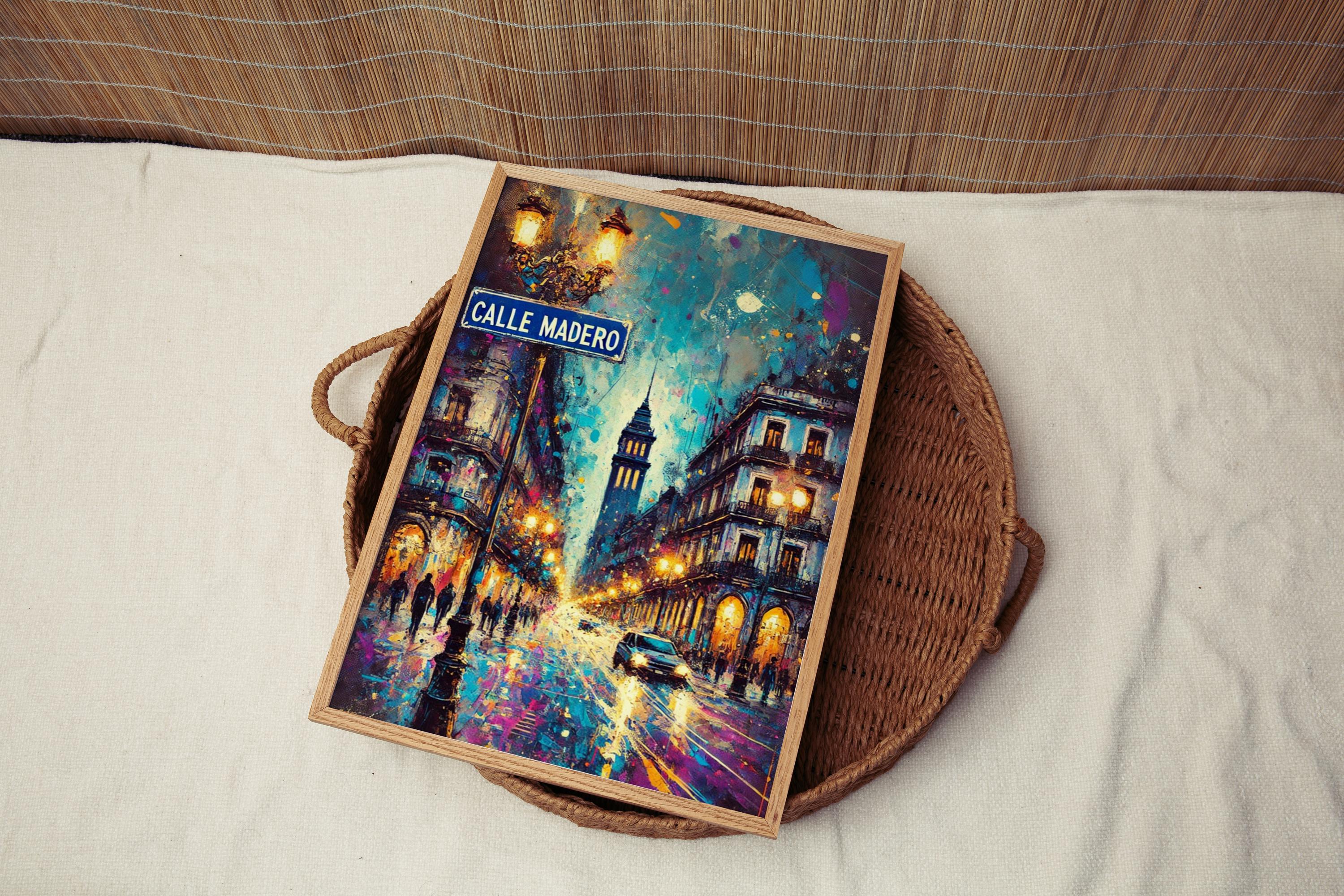 Calle Madero Oil Painting Art Print: Mexico City Street Sign Travel Poster