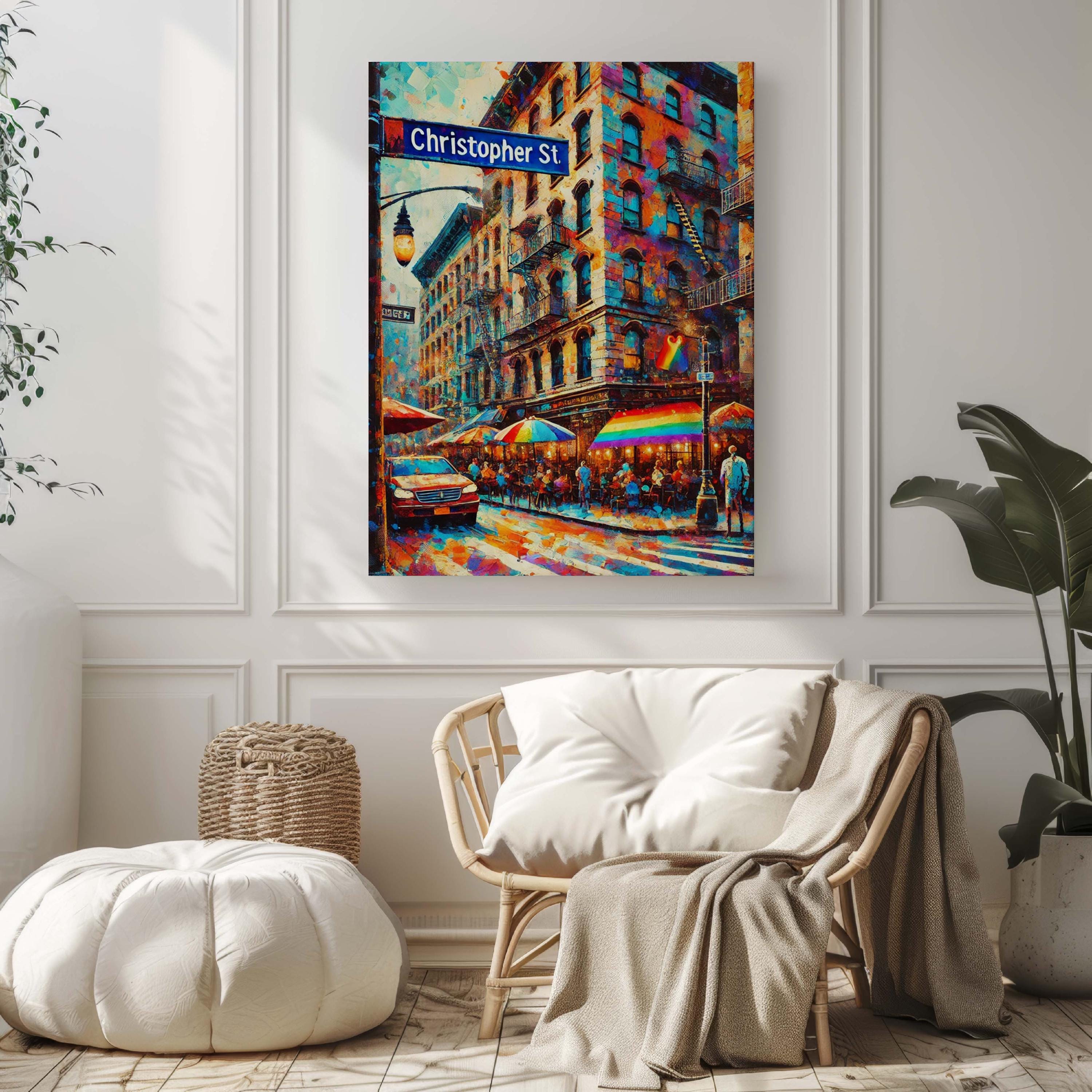 Christopher Street Wall Art Print, Manhattan NYC Travel Poster, New York City Gift, Housewarming Decor, Modern Urban Map Illustration