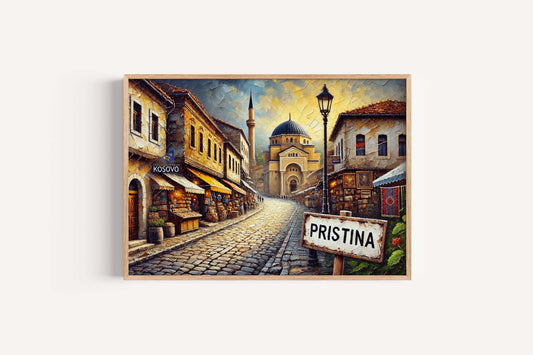Pristina Art Wall Decor, Kosovo City Print, European Travel Poster, Unique Housewarming Gift, Modern Pristina Wall Art Print