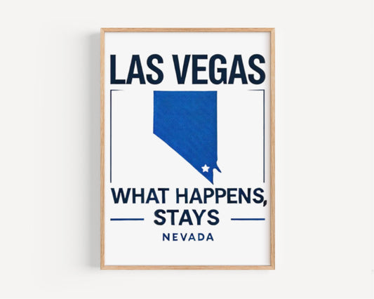 Las Vegas Wall Art Print - Travel Decor California Gift, College Dorm & Housewarming Present, Modern Home Decoration