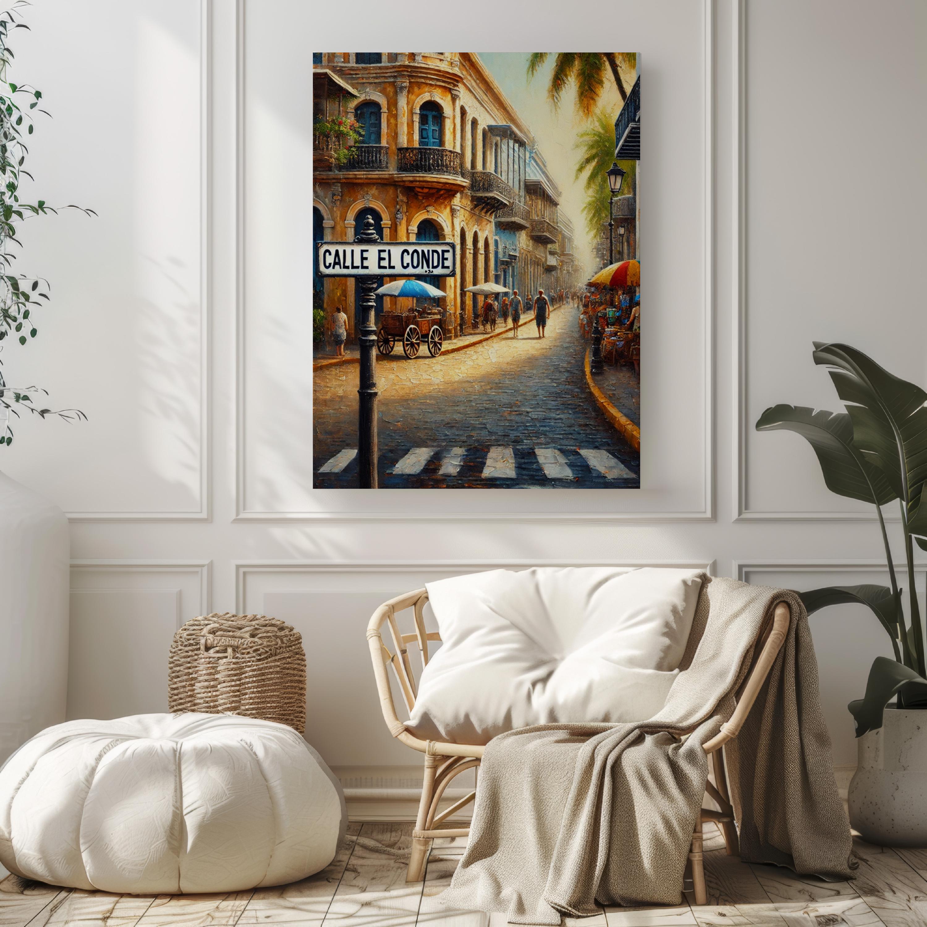 Calle El Conde Street Sign Print: Santo Domingo Colonial Zone Travel Poster