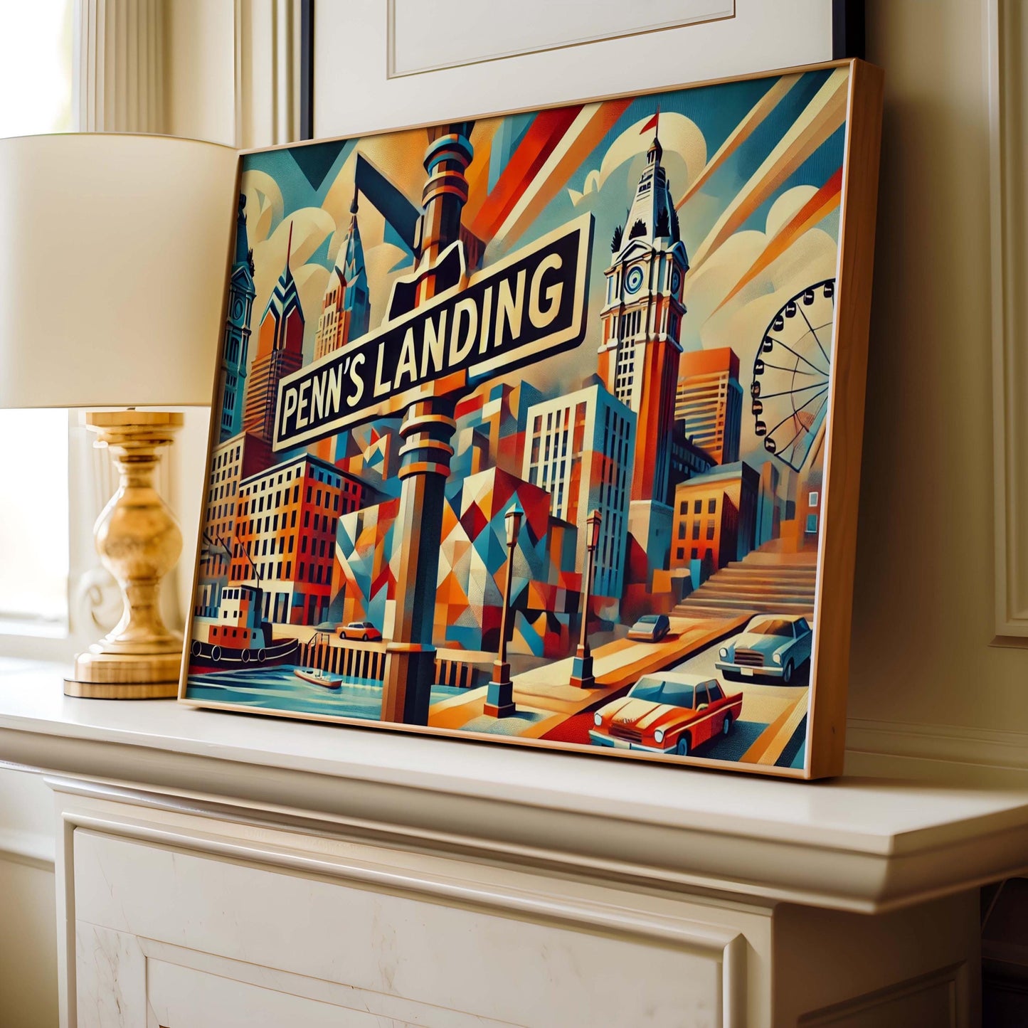Penn's Landing Print - Philadelphia Travel Poster, Philly Wall Art, PA Gift, Housewarming Decor, Cityscape Illustration, Modern Urban Art