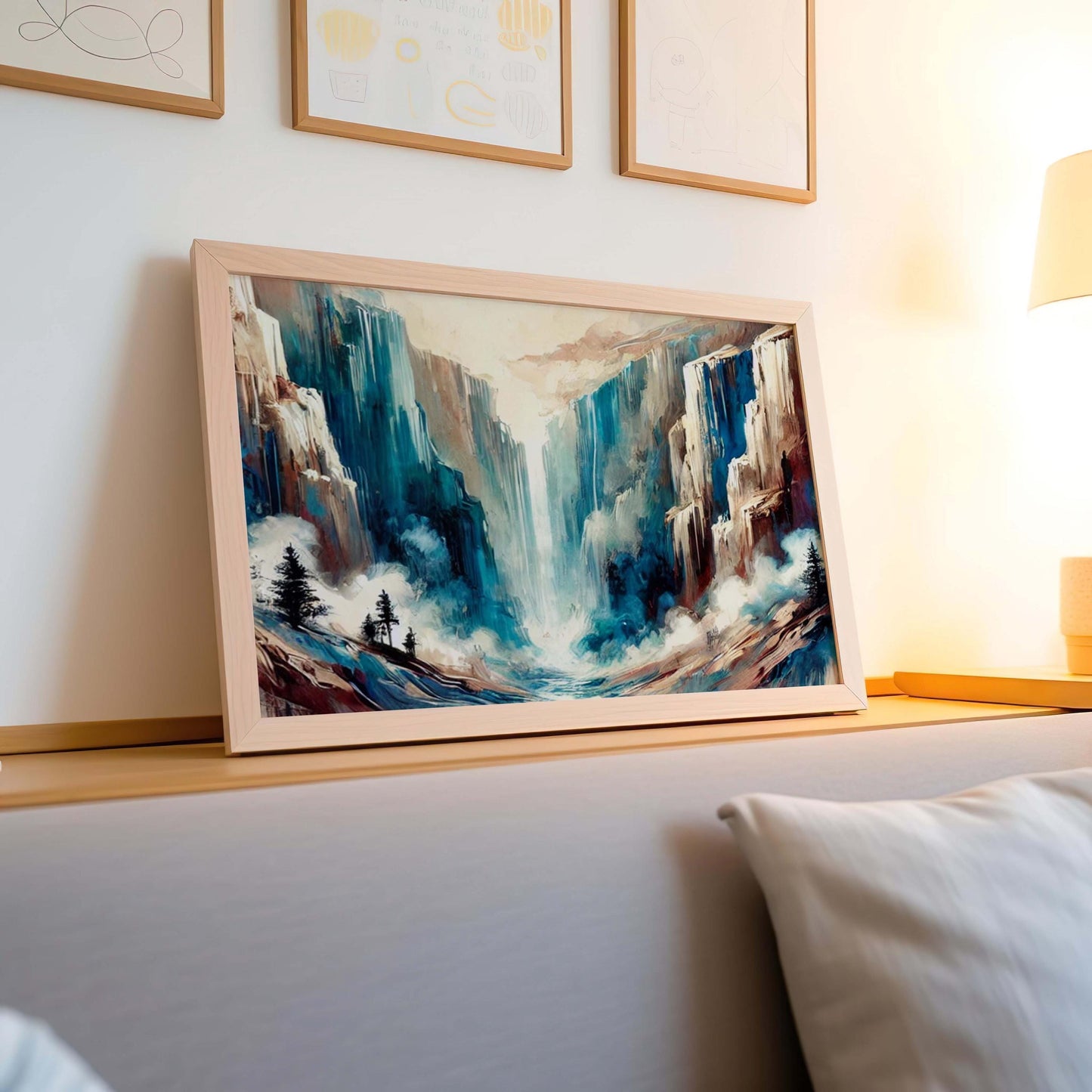 Nature Gift Waterfall Wall Art Print, Serene Stream Decor, Housewarming & New Home Family Art, Nature