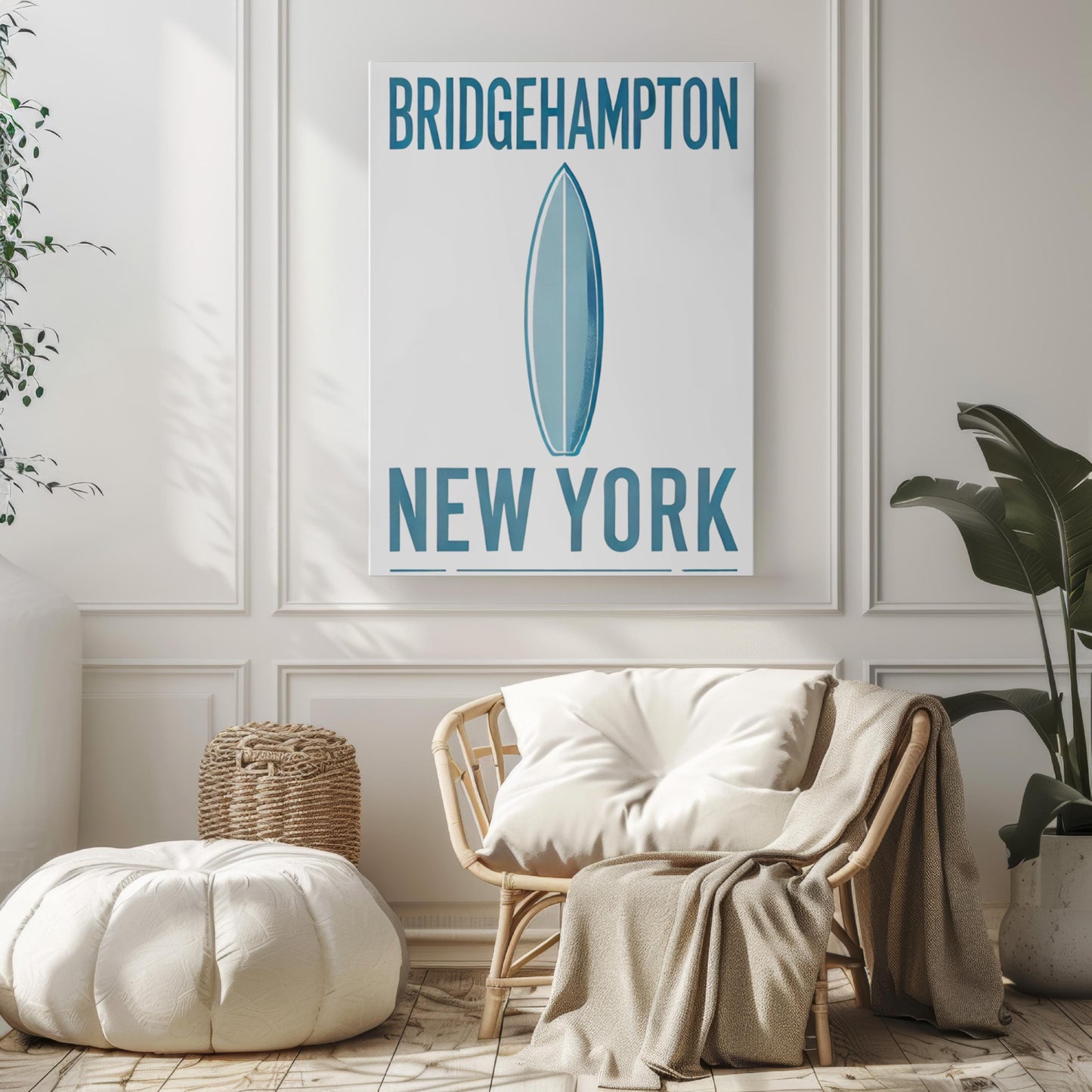 New York Bridgehampton Wall Art Print, Travel Home Decor, NY Gift, Housewarming & College Room Artwork, Coastal Style Poster