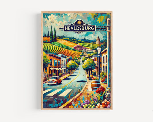 California Healdsburg Wall Art Print – Vintage Travel Poster, American Art Decor, Scenic California Home Wall Decor, Gift for Travelers