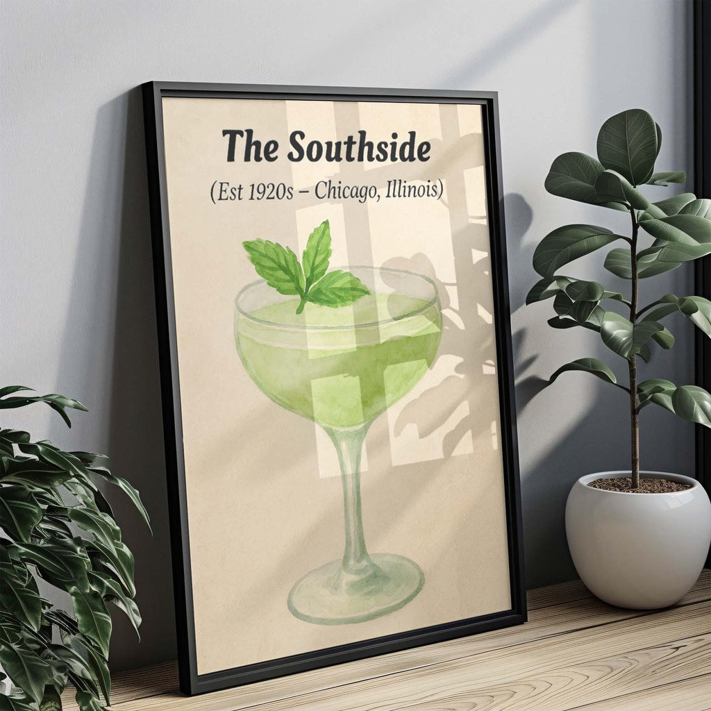 Southside Cocktail Print Vintage Bar