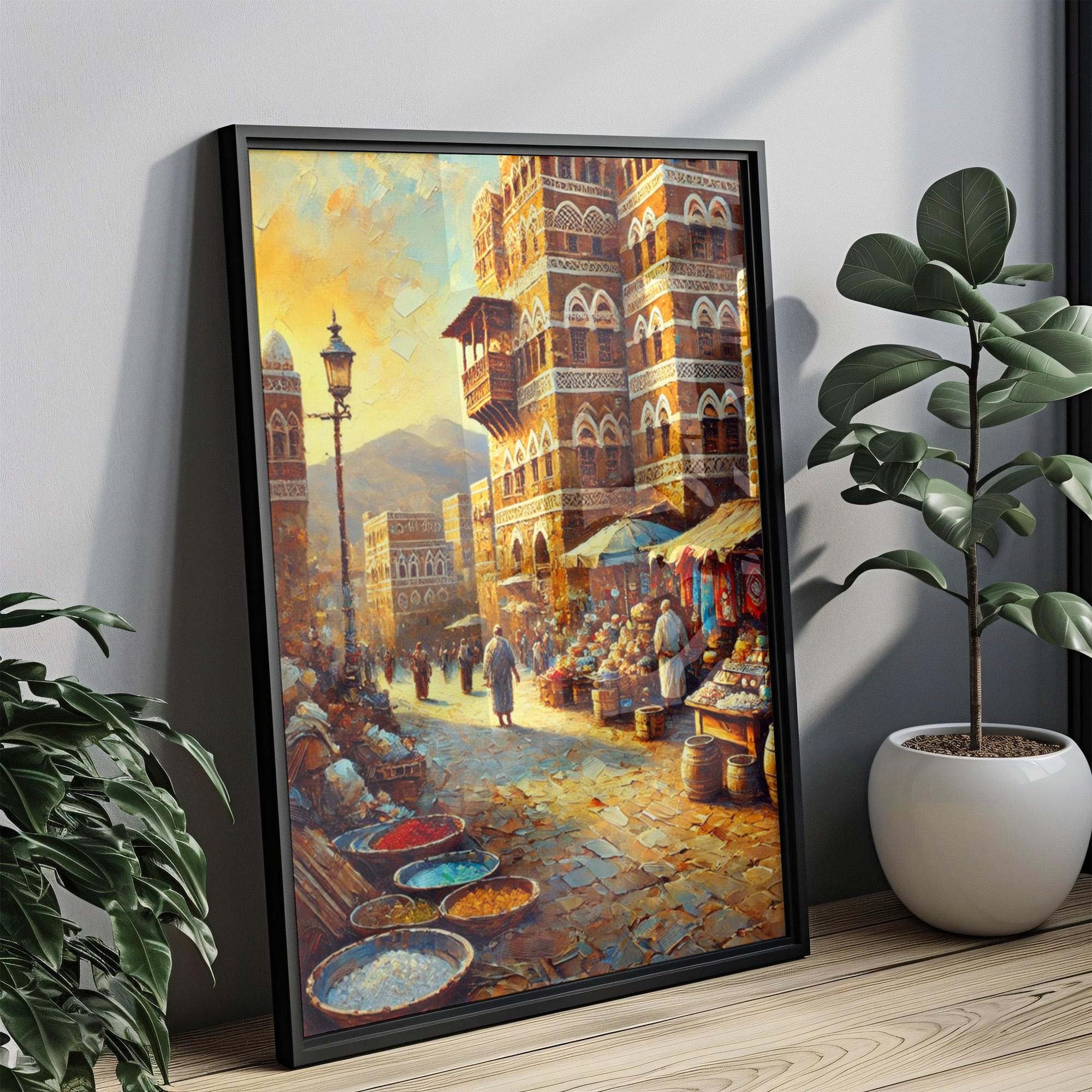 Yemen Wall Art, Middle East Travel Poster, Asia Art, City Gift, Travel Souvenir, Home Decor, Vintage Street Scene, Archival Print
