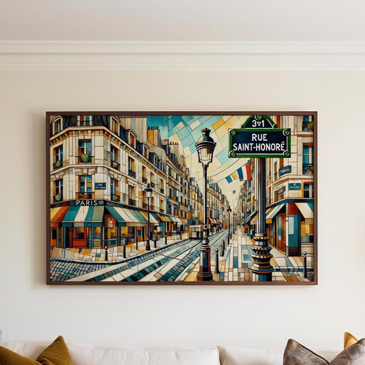 Rue Saint-Honoré Wall Art Print - Paris Travel Poster, French Home Decor, Housewarming & Gift Idea, France Art Illustration