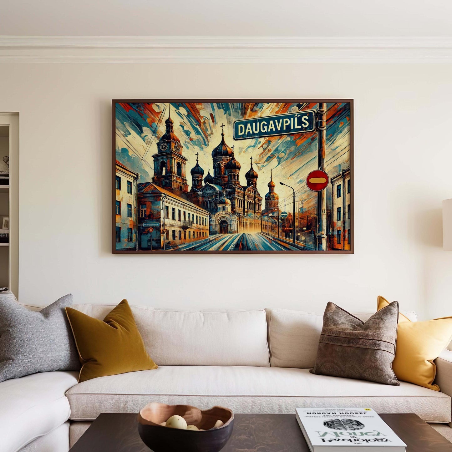 Handmade Daugavpils Latvia Wall Art: Baltic Cityscape Decor