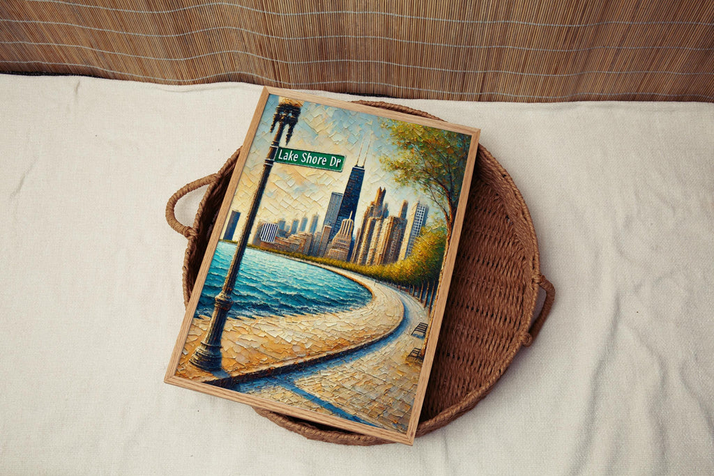Chicago Lake Shore Drive Wall Art, Travel Poster, Illinois Gift, Chicago Skyline Print, Housewarming Decor