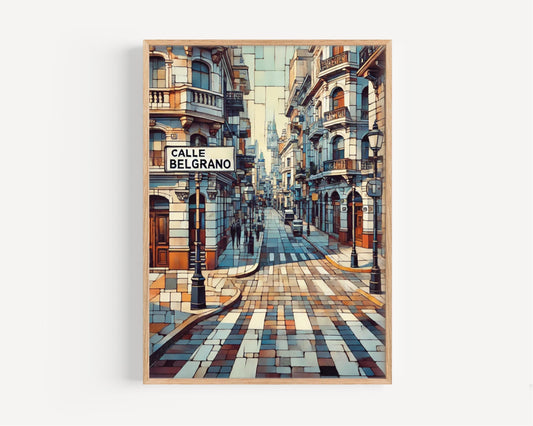 Calle Belgrano Buenos Aires Print: Argentina Travel Poster, Cityscape Wall Art