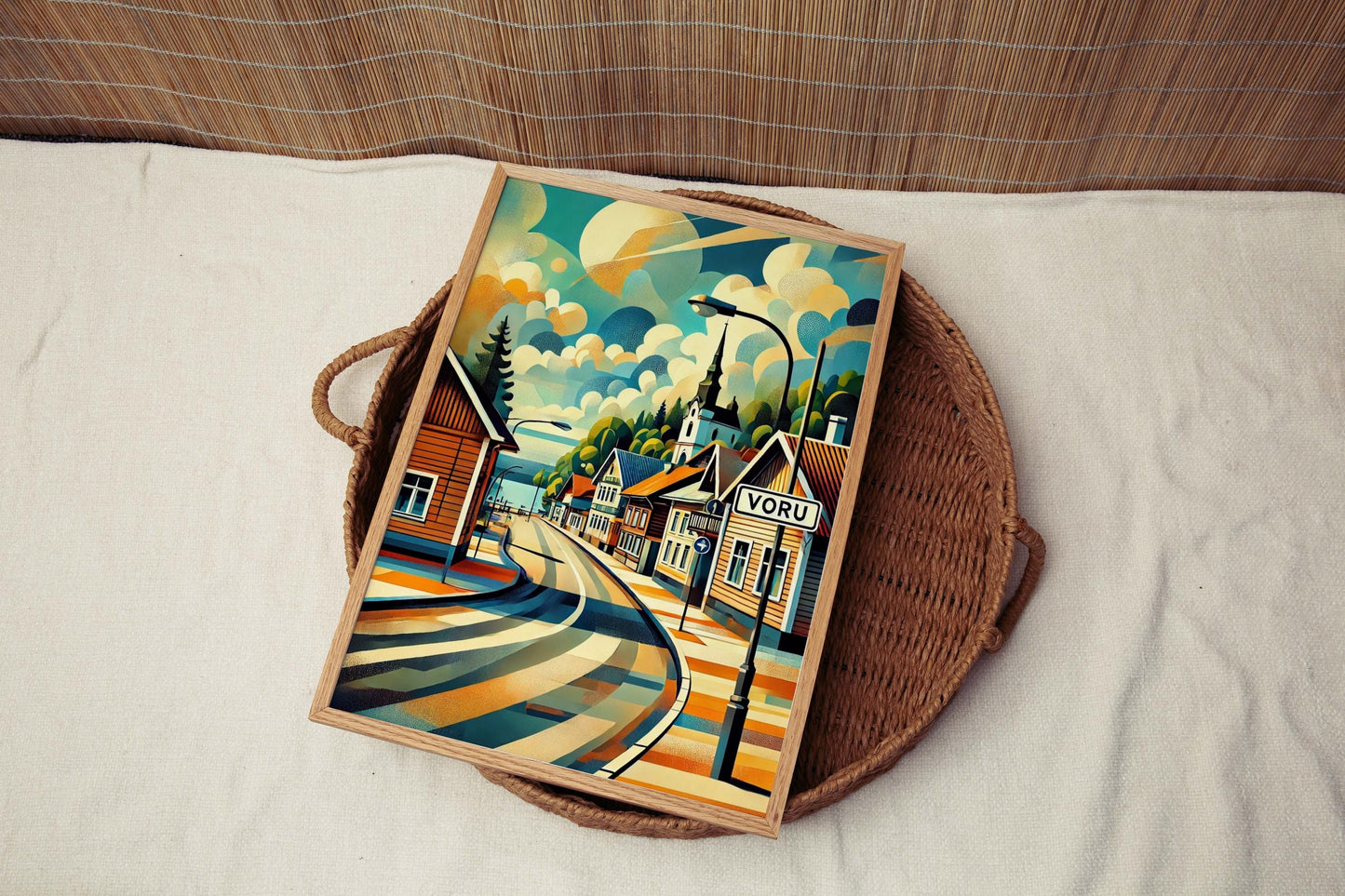 Voru Art Travel Poster – Estonia City Wall Print, European Artwork, Housewarming Gift, Voru Travel Decor, Unique Estonia Art Illustration