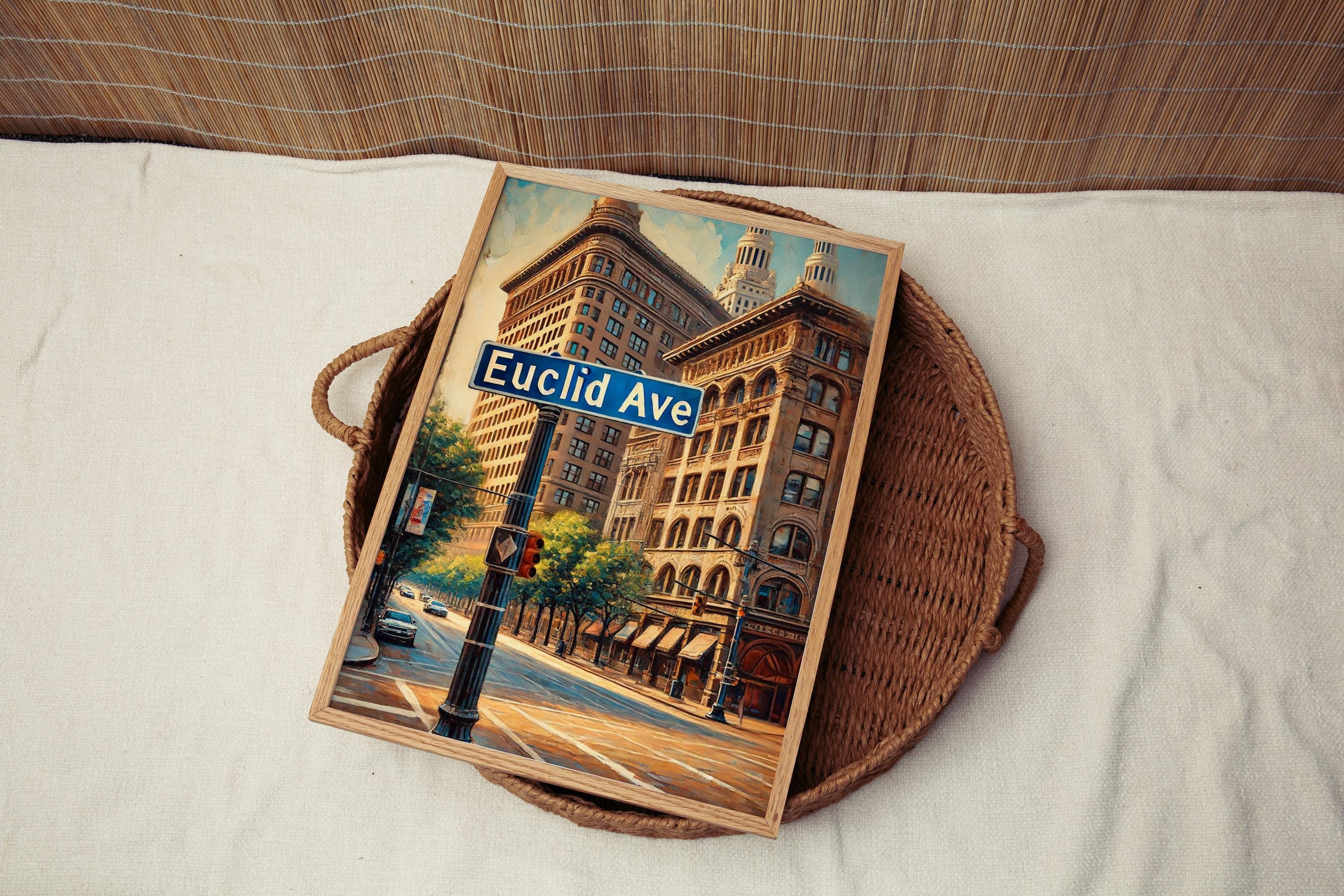 Euclid Ave Oil Painting Art Print: Cleveland Ohio Street Sign Travel Poster