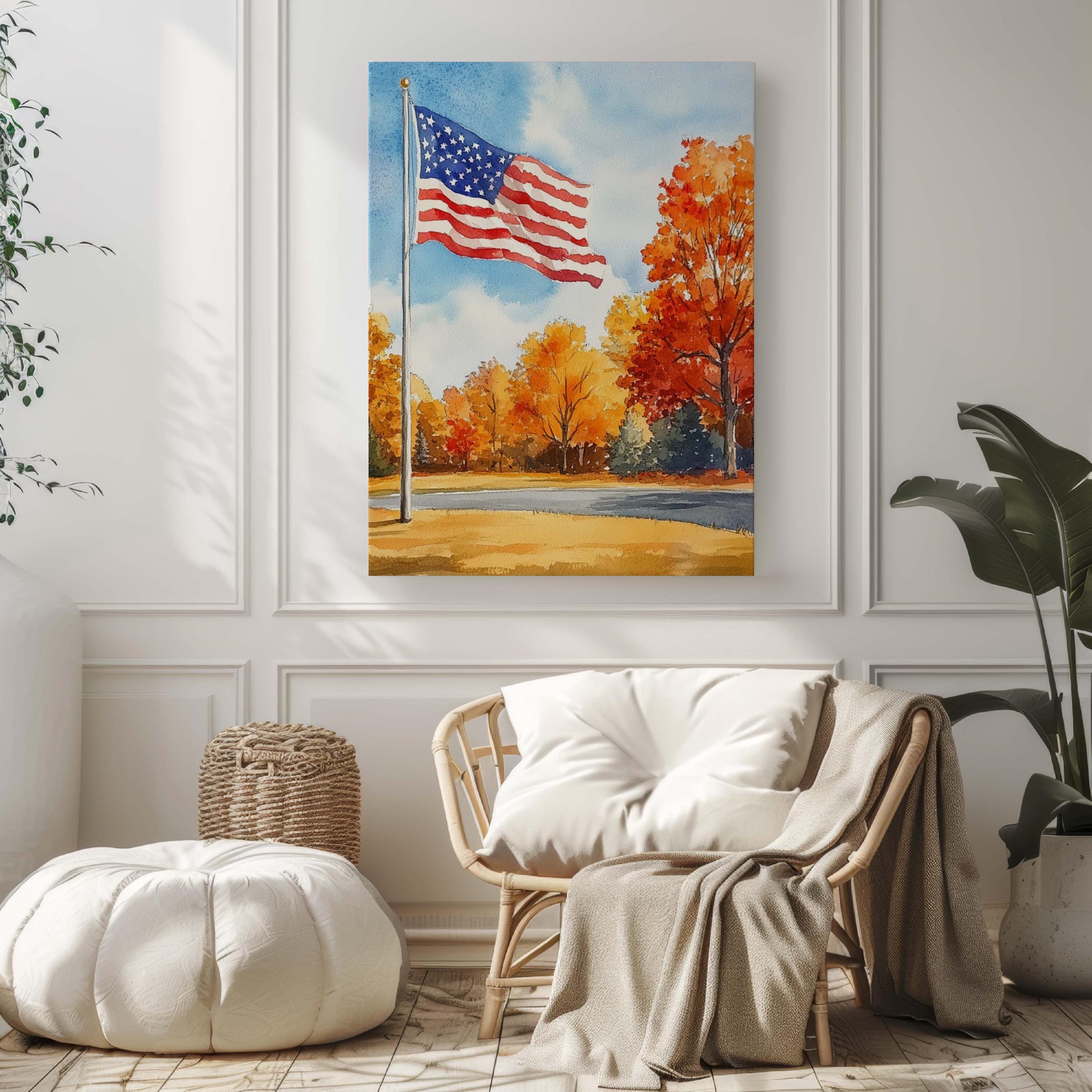 American Flag Vintage Wall Art - United States