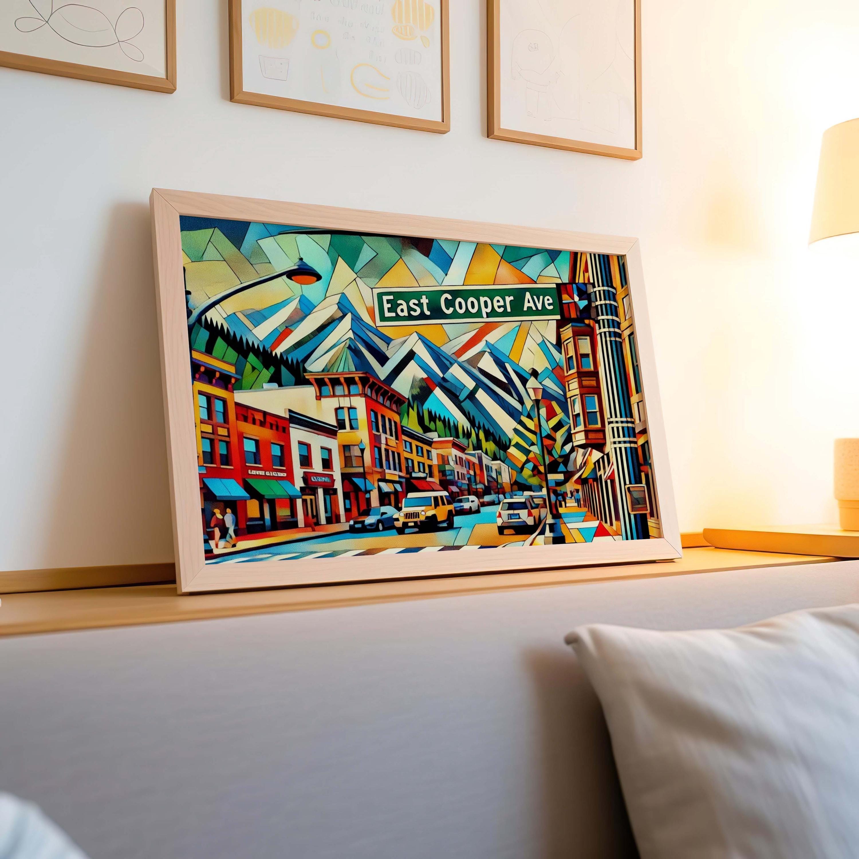 East Cooper Avenue Wall Art Print - Aspen Travel Poster, Colorado Gift, Housewarming Decor, Mountain Landscape Art, Modern Travel Print