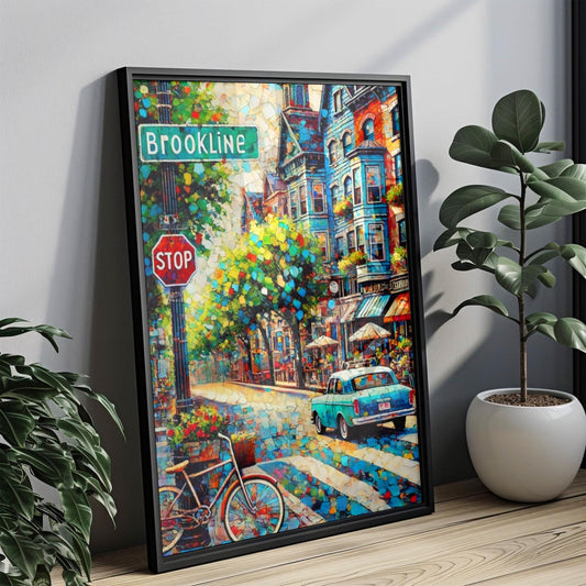 Massachusetts Brookline Wall Art Print - Travel Poster, American Art, Housewarming Gift, Massachusetts Travel Decor
