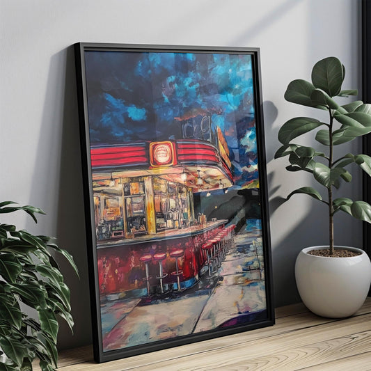 American Diner Art USA Poster | Abstract Patriotic Wall Art | American Independence Home Decor | United States Vintage Style Artwork