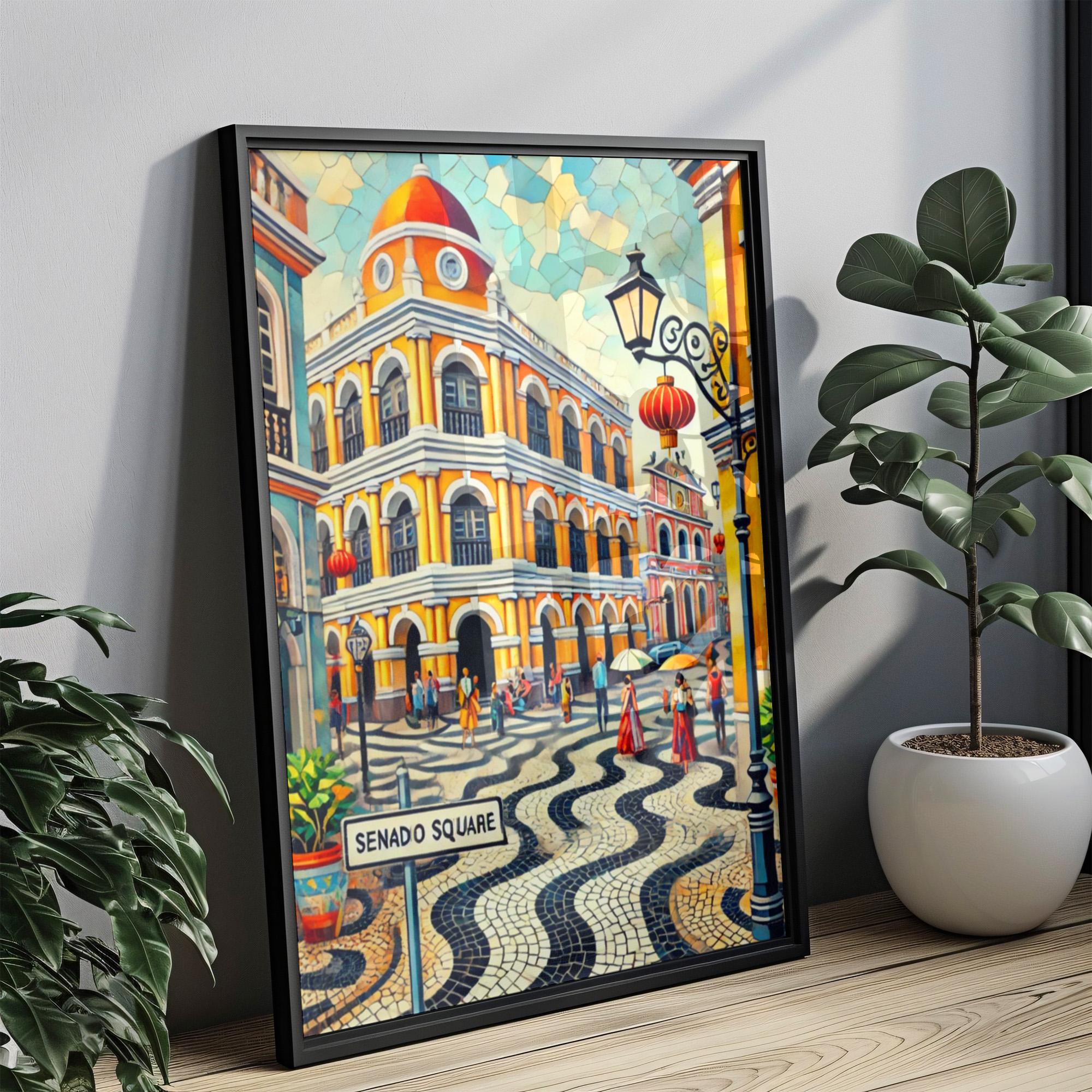 Macau Island Senado Square Wall Art Print, Asian Travel Poster, Macau Decor, Housewarming Gift, Asian Island Art, Travel Home Decoration