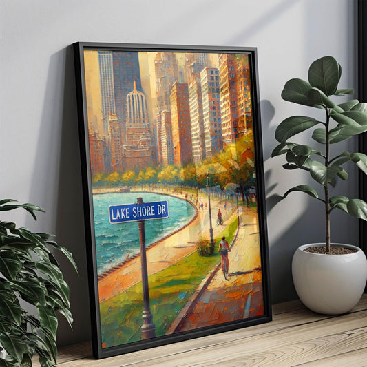 Lake Shore Dr Wall Art - Chicago Travel Poster, Personalized Illinois Gift, Lake Shore Drive Print, Chicago Art & Souvenir Decor