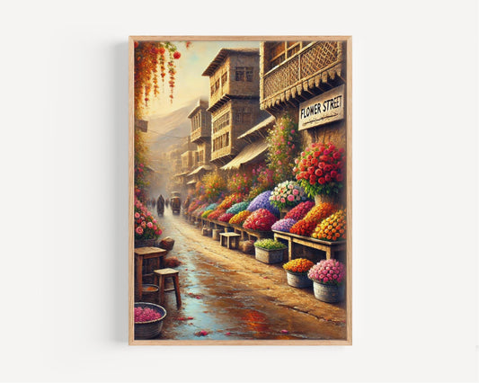 Flower Street Wall Art, Kabul Print, Afghanistan Travel Poster, City Gift, Travel Souvenir, Fine Art Street Sign, Vibrant Home Decor