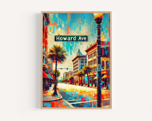 Howard Ave Print Tampa Wall Art, Florida Travel Poster, Housewarming Gift, Coastal Decor, Florida Art, Howard Avenue Map Print
