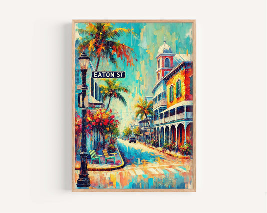 Eaton St Print – Key West Wall Art, Florida Travel Poster, Coastal Home Decor, Housewarming & Florida Gift, Eaton Street Artwork
