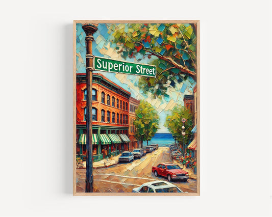 Superior Street Wall Art, Wisconsin Print, USA Art, “City” Gift, Travel Souvenir, Travel Poster,  “State” Art, PERSONALIZED GIFT