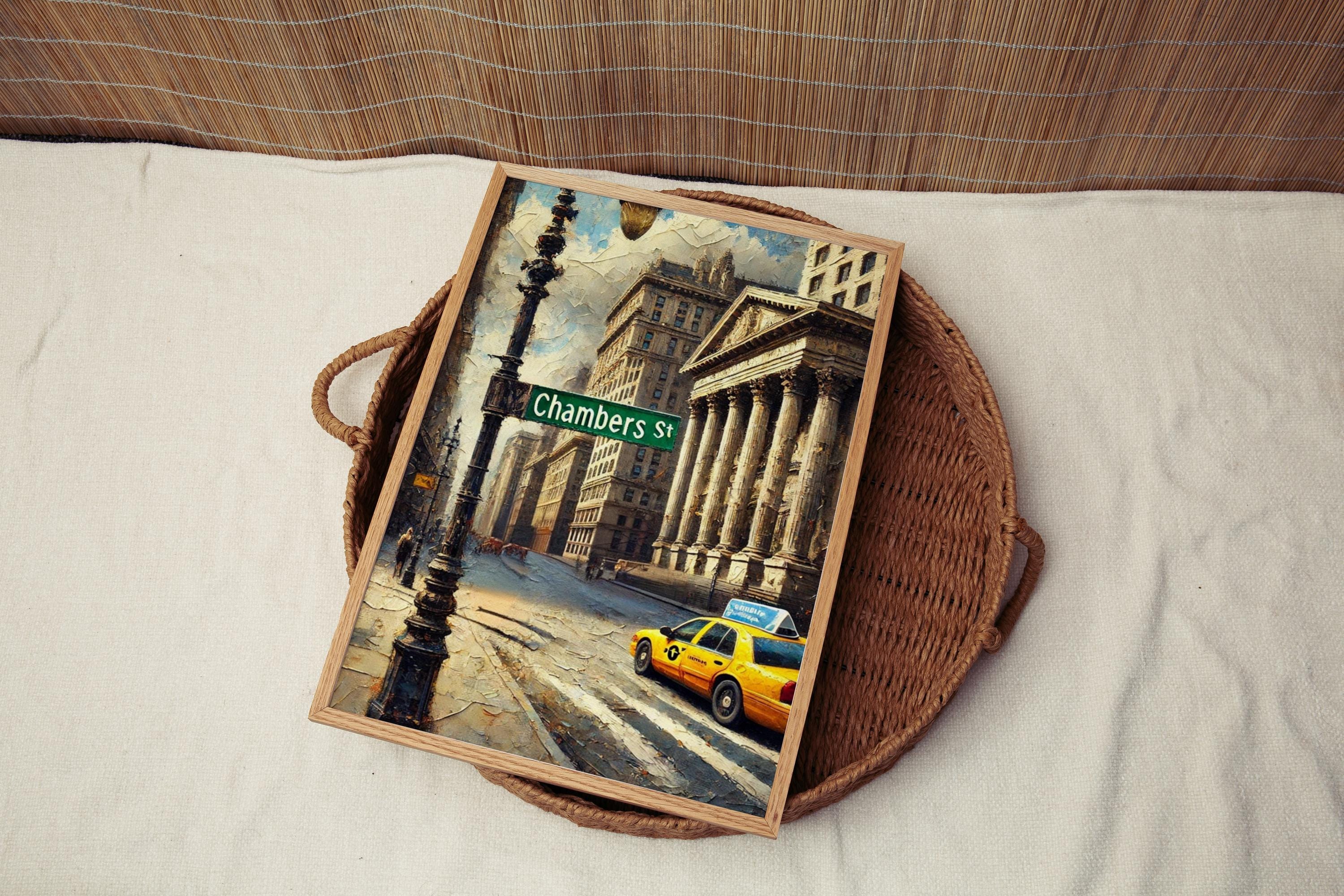 Chamber Street Sign Print: Manhattan Civic Center New York Travel Poster