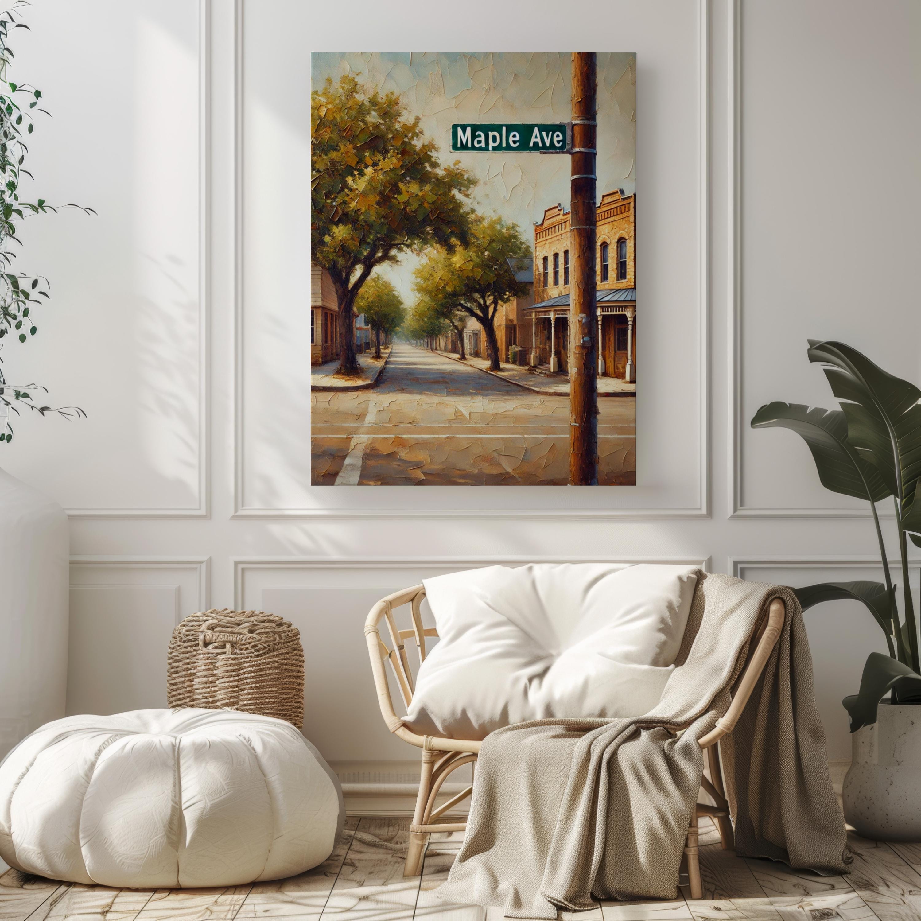 Maple Avenue Wall Art Print - Dallas Travel Poster, Texas Decor, Housewarming Gift, Dallas Art & Maple Ave Print for Home
