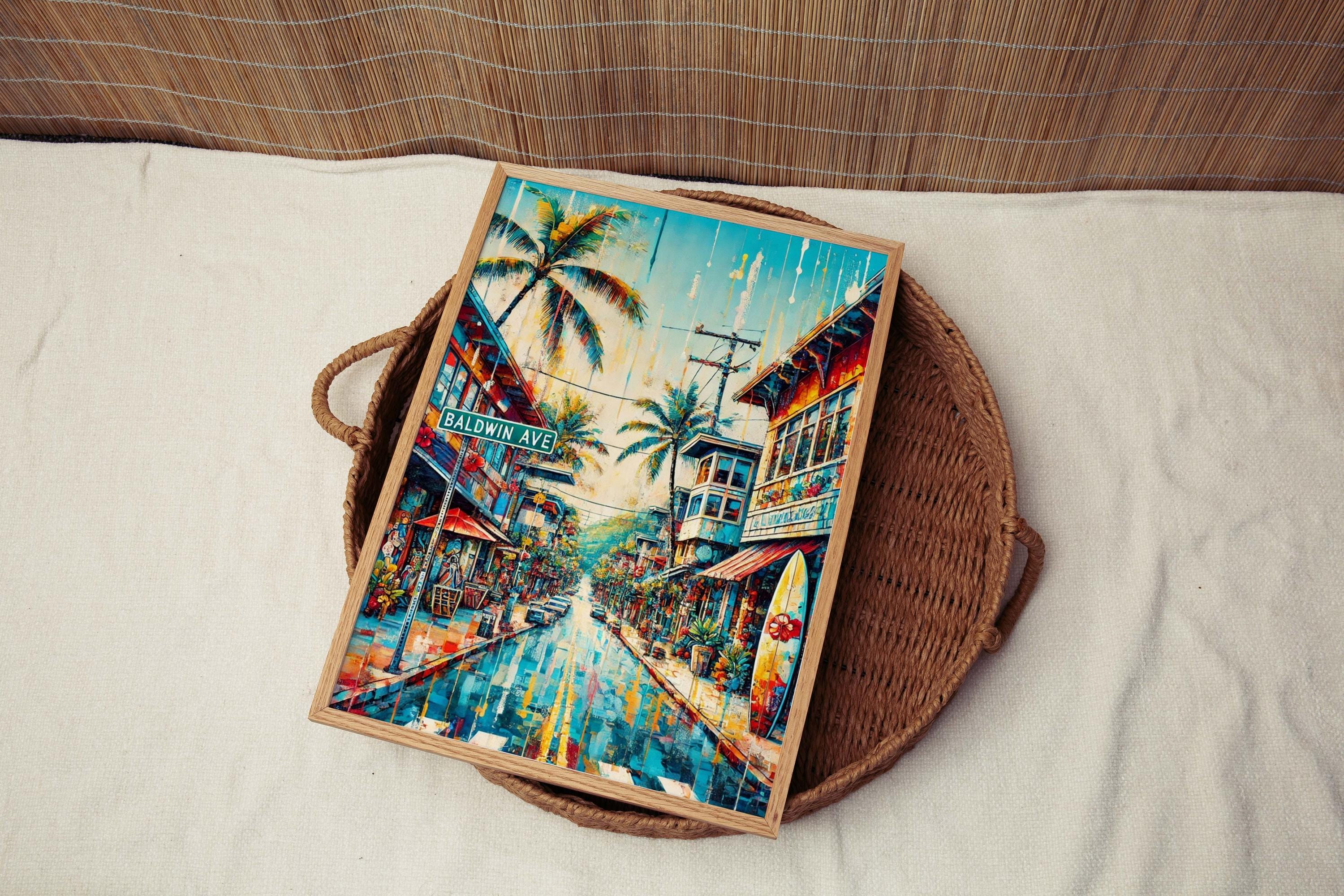 Baldwin Ave Print - Maui Wall Art, Paia Travel Poster, Hawaii Artwork, Housewarming Gift, Tropical Beach Decor, Baldwin Avenue Poster
