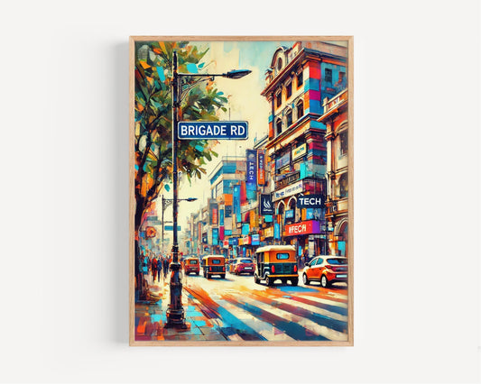 Bangalore Brigade Rd Wall Art Print, India Travel Poster, Bangalore Cityscape, Indian Gift, Housewarming Decor, Travel & Adventure Art