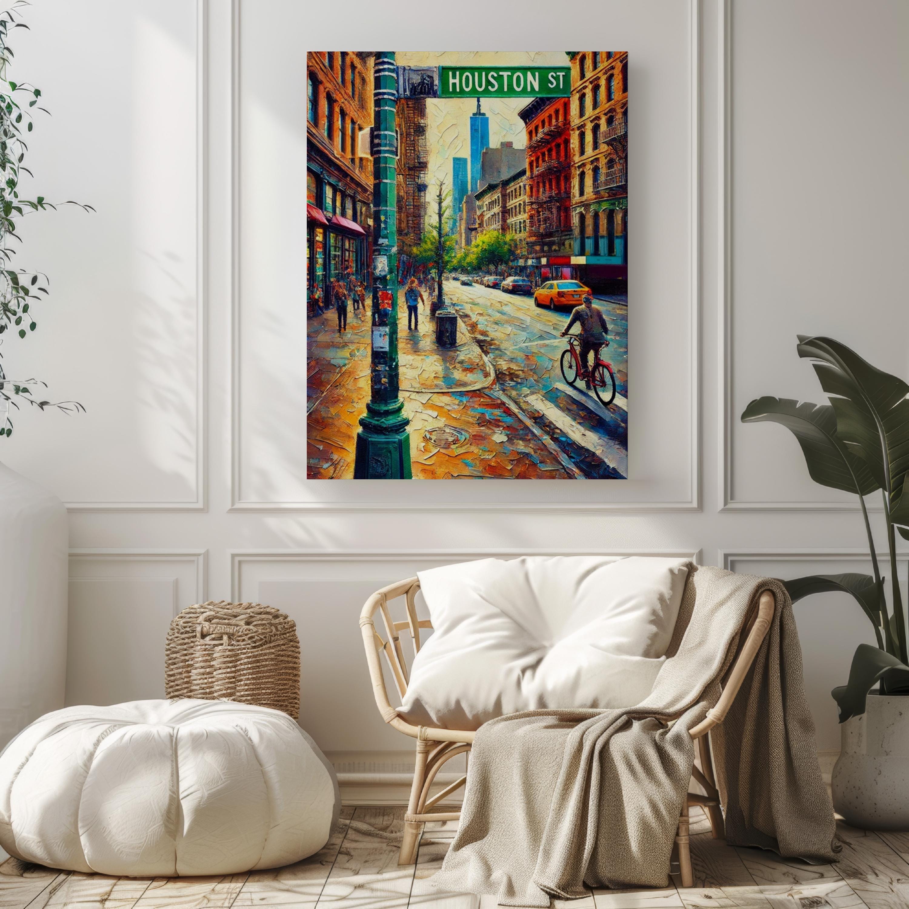 Manhattan Houston St Wall Art Print - New York Travel Poster, NYC Street Map, Housewarming Gift, Modern Cityscape Artwork