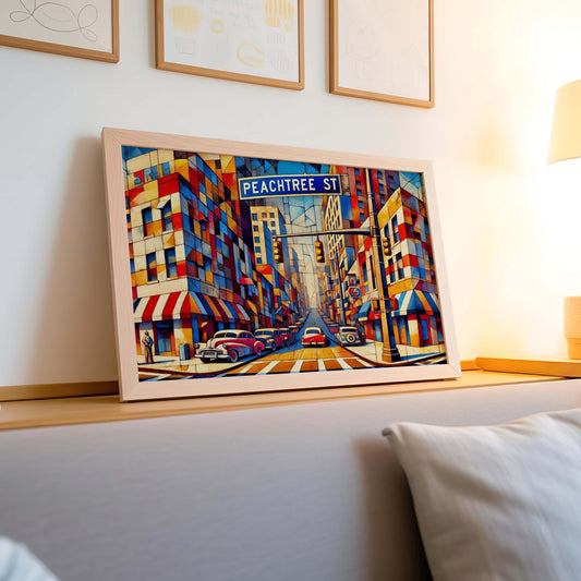 Peachtree Street Wall Art, Peachtree St Cubism Print, Atlanta Cubism Art, Georgia Gift, Travel Print, Travel Poster, Housewarming Gift