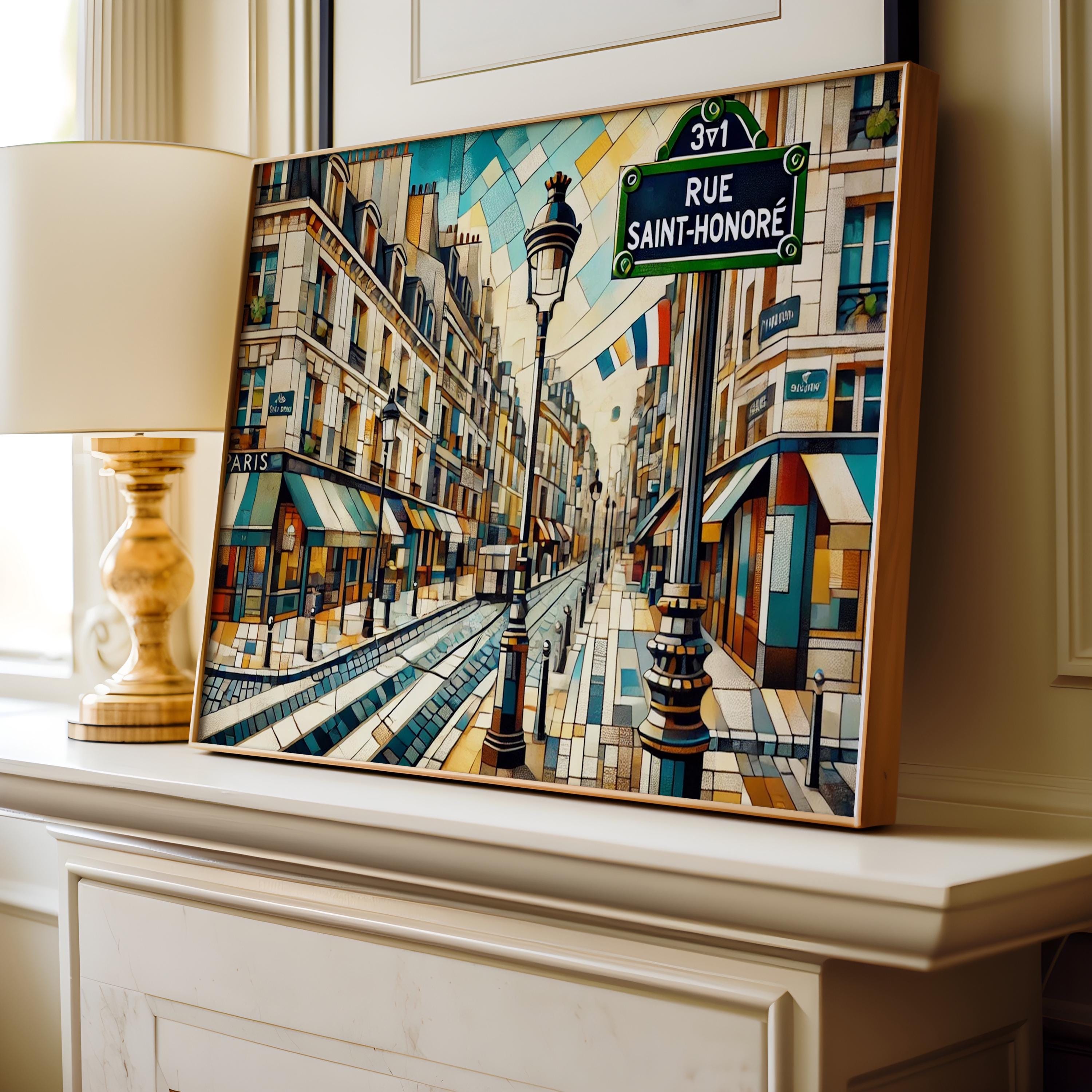 Rue Saint-Honoré Wall Art Print - Paris Travel Poster, French Home Decor, Housewarming & Gift Idea, France Art Illustration