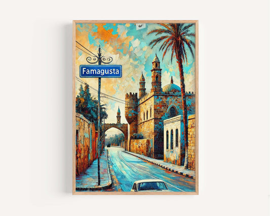 Famagusta Art Print: Cyprus Travel Poster, City Wall Decor, Europe Gift for Home & Housewarming, Mediterranean Style Artwork