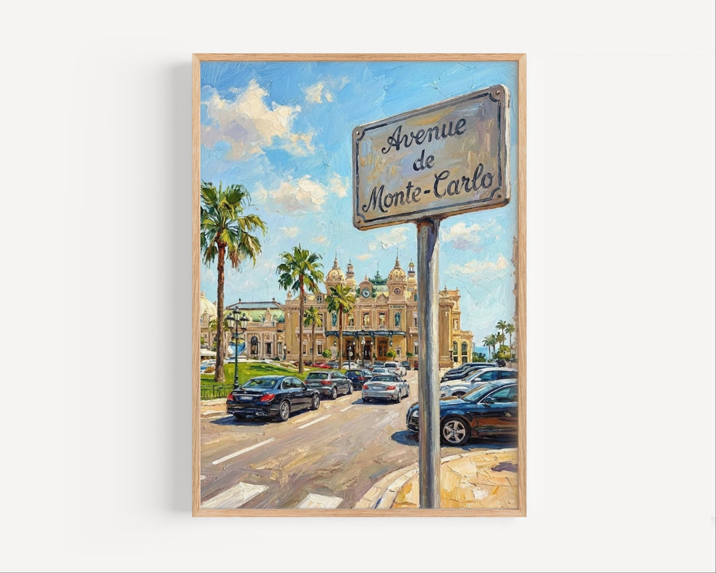 Print: Avenue de Carlo, Monaco Travel Poster